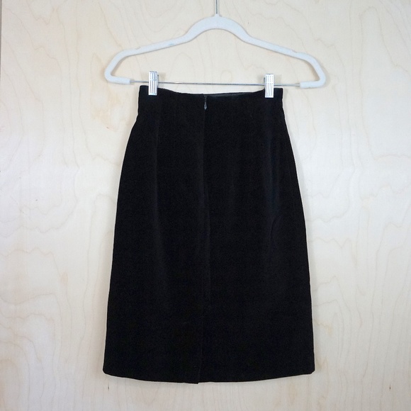 Vintage Laura Ashley Velvet Pencil Skirt in Black - Picture 2 of 8
